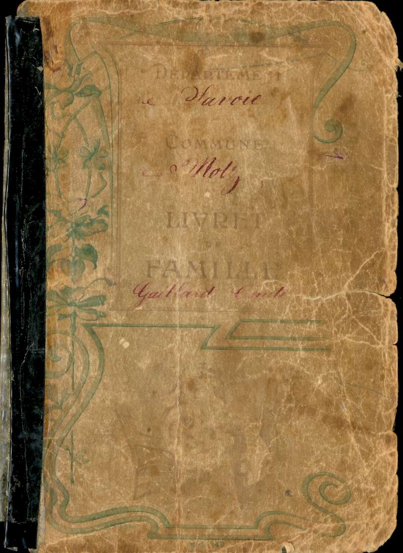 Photo de la page de garde du livret de famille