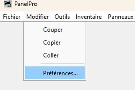 capture d'écran montrant comment ouvrir le menu Préférences